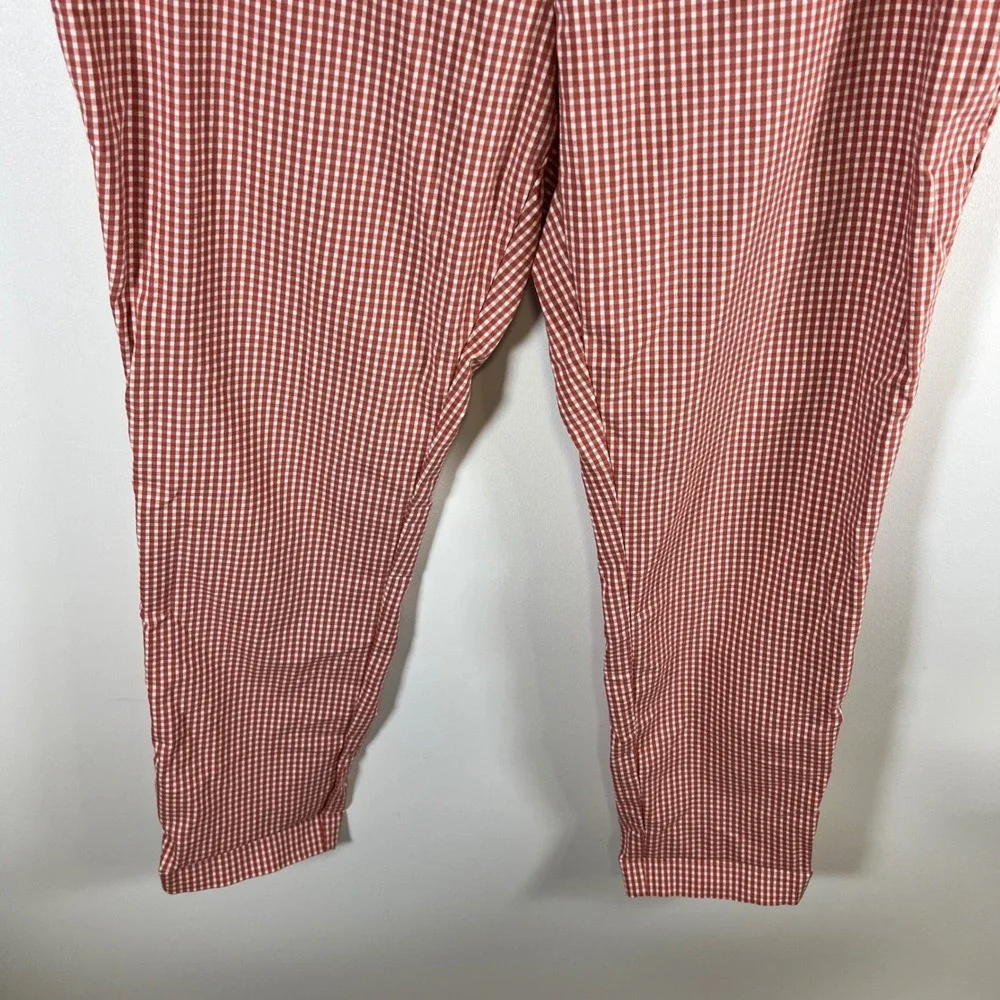 A New Day‎ Womens Gingham Ankle Pants Terracotta Orange White Side Zip Cuffed 16